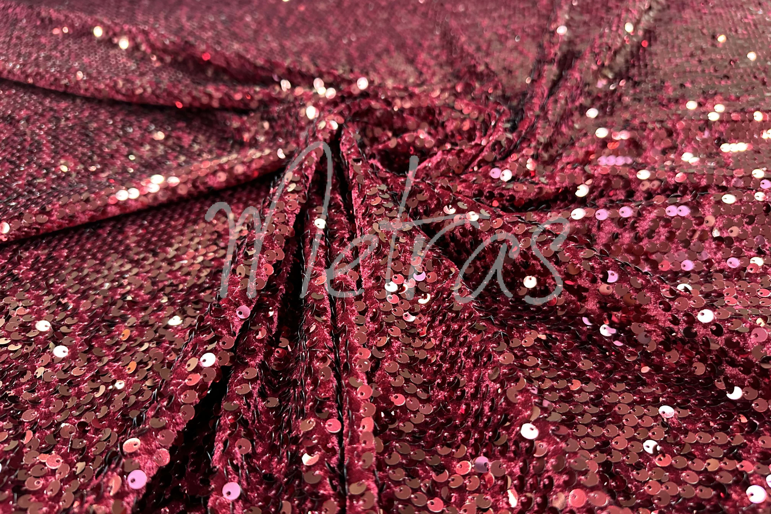 Aksomas su žvyneliais "Bordo" - Image 3